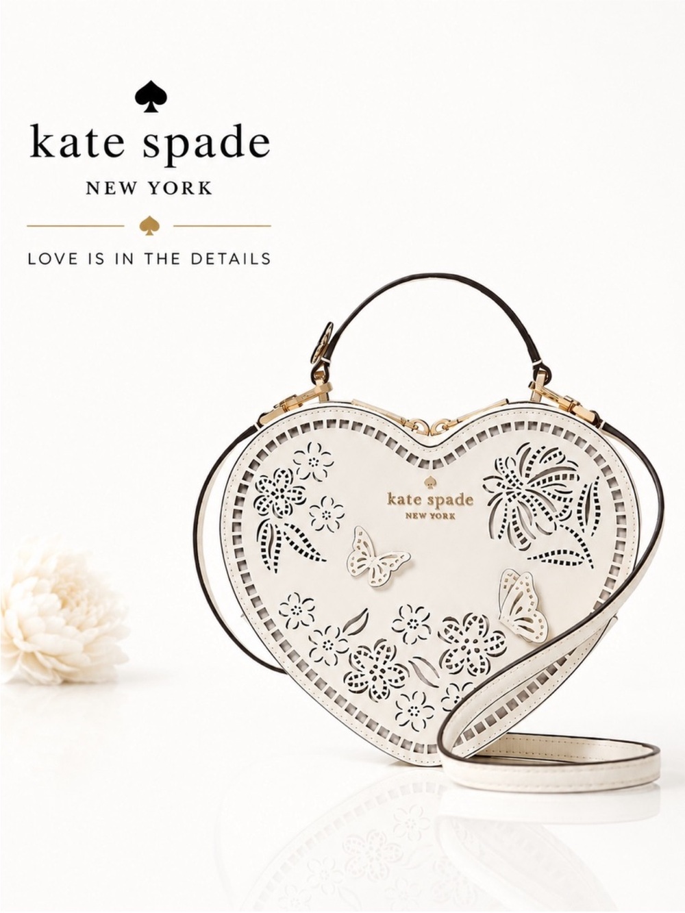 Kate Spade Love Shack Heart Crossbody Bag Cream NWT KL039
